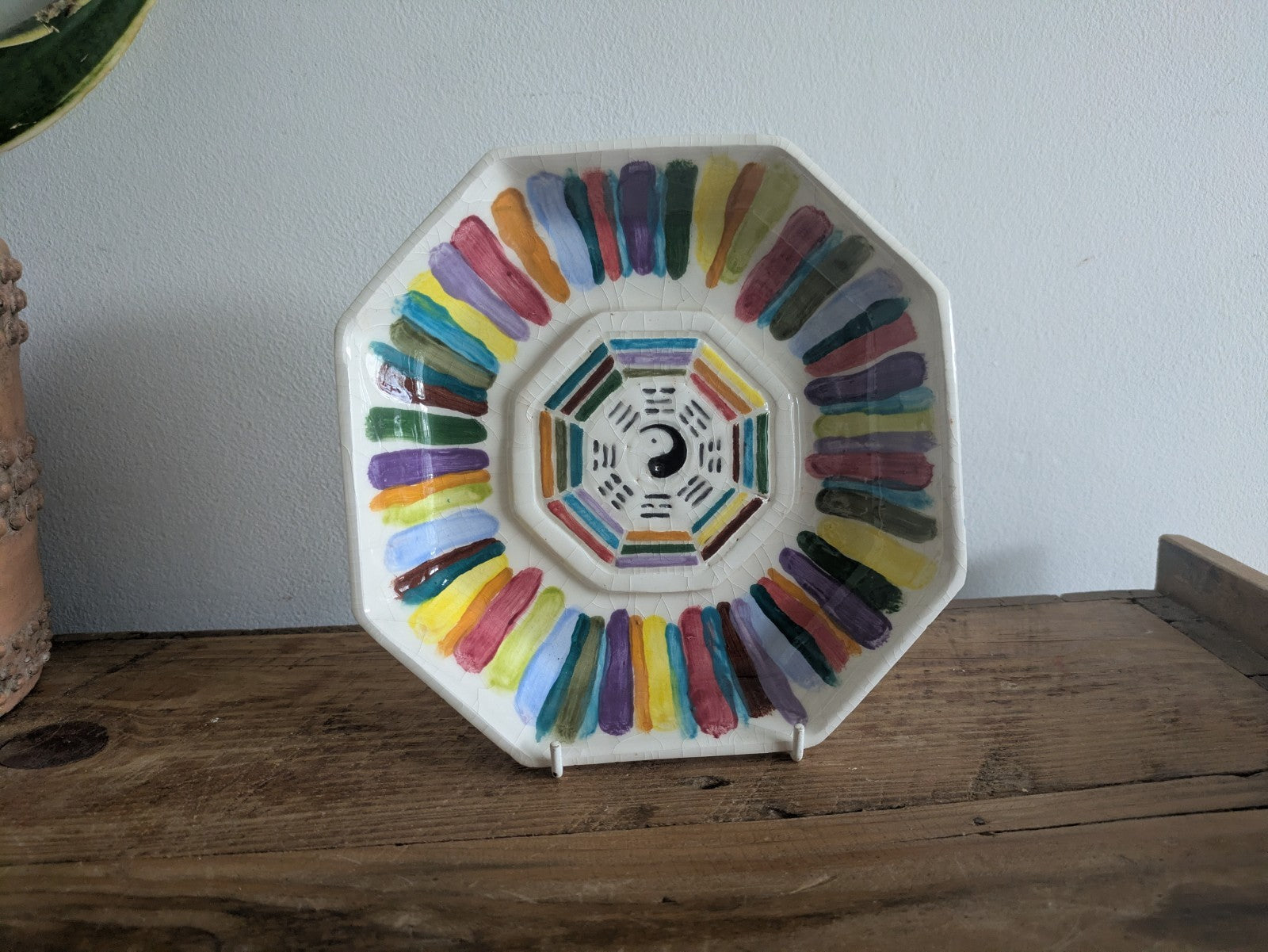 Yin Yang Octagon Dish Bowl Pantone Colour Wheel Palette Artist Ceramic Feng Shui