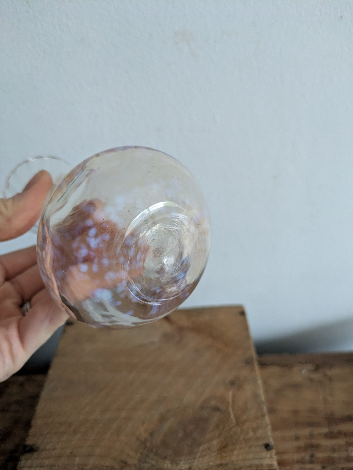 Handcrafted Opalescent Swirl Glass Vase Caithness Scotland Clear Iridescent Vgc