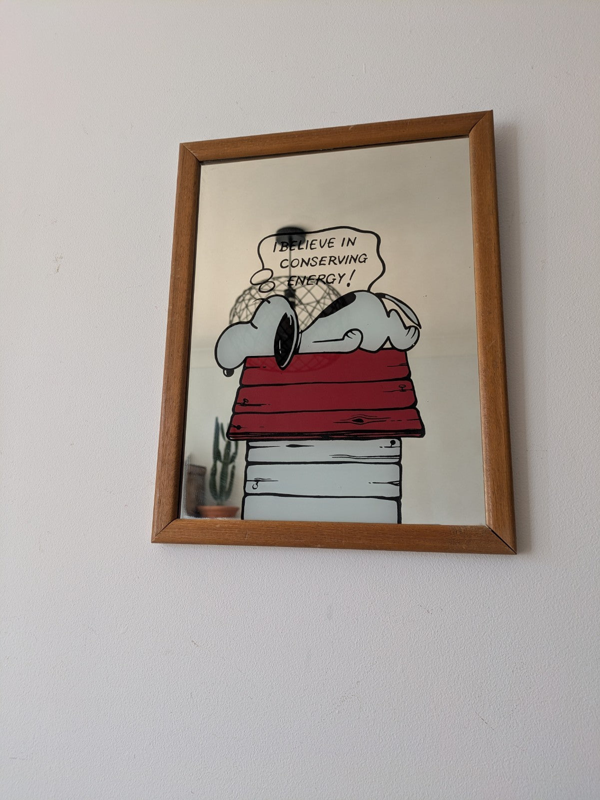 Vintage Snoopy Mirror Peanuts 1958 50’s I Believe In Conserving Energy 1950s VGC