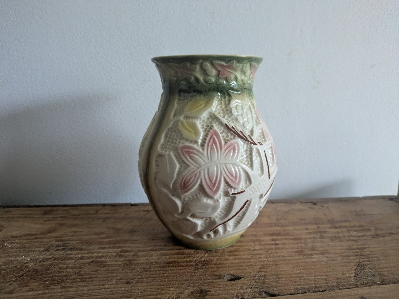 Vintage Crown Devon Vase Art Deco Leaping Deer Shorter & Son Large Ceramic Old