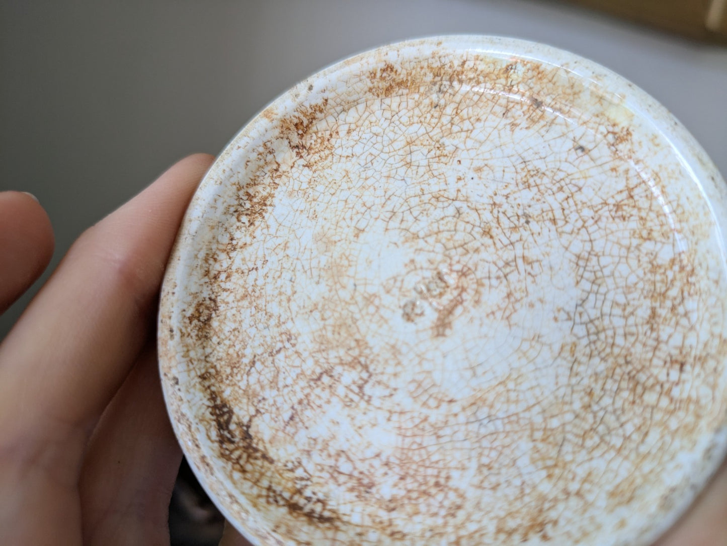 Antique Victorian Ironstone Chemist Apothecary Pot Lid Plain White Vintage Cream