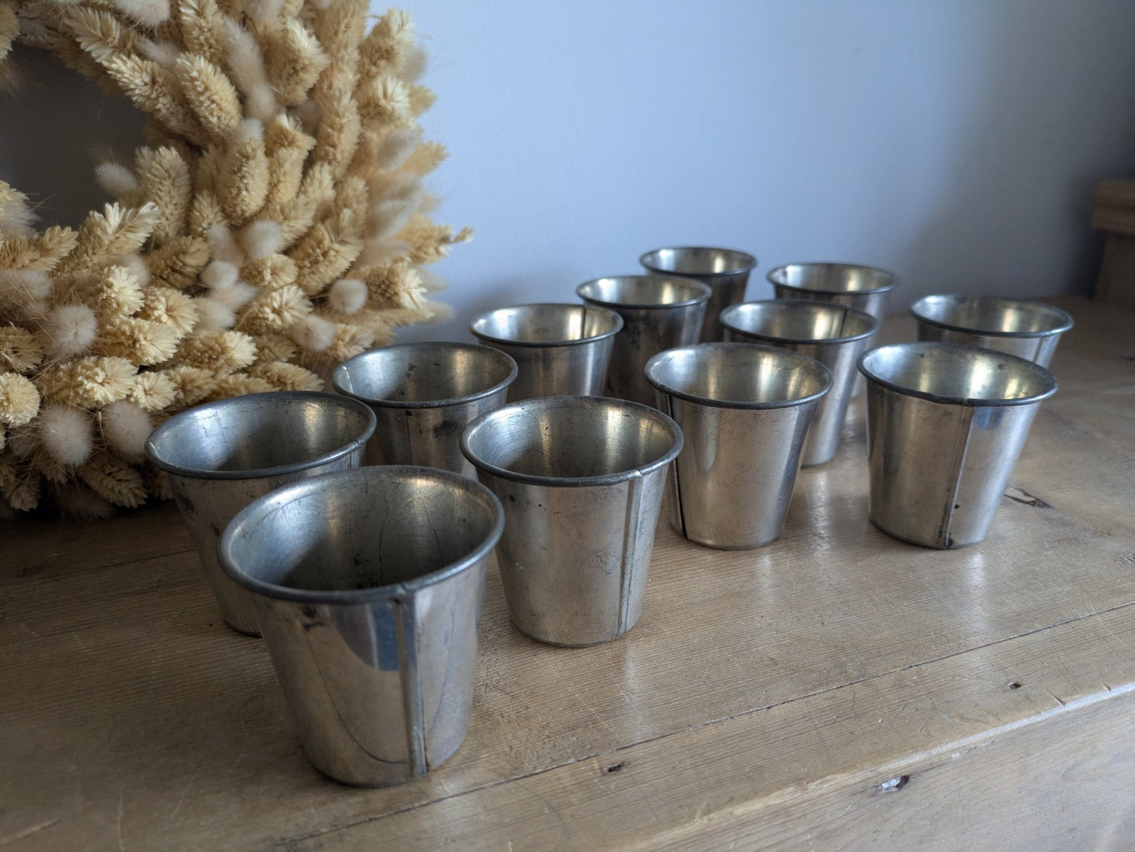 12 Vintage Tin Alloy Dariole Timbale Mould Cups Baking Cake Dessert Bakery Retro