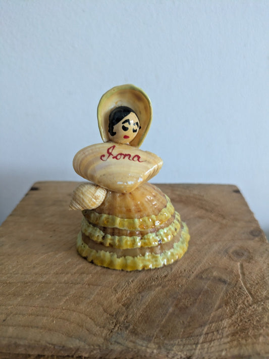 Mid Century HandCrafted Sea Shell Doll Folk Art Lady Figurine Vintage Ornament! 