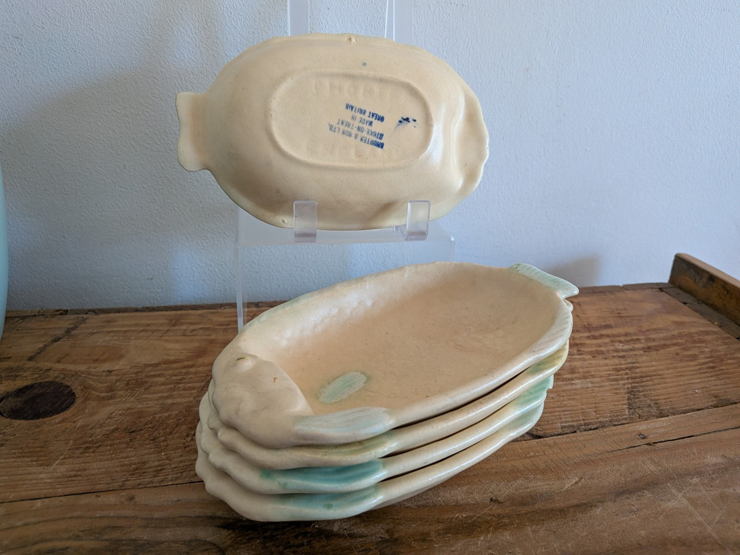 5x Shorter & Son Art Deco Fish Plate Bowls Dishes Matt glaze Clarice Cliff Serve