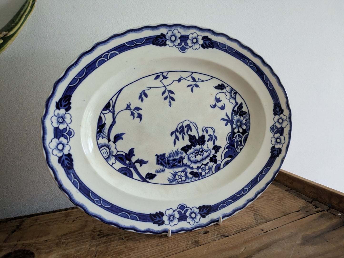 Antique Vintage 1930’s Alfred Meakin Jesmond China Platter Blue White Prop Serve