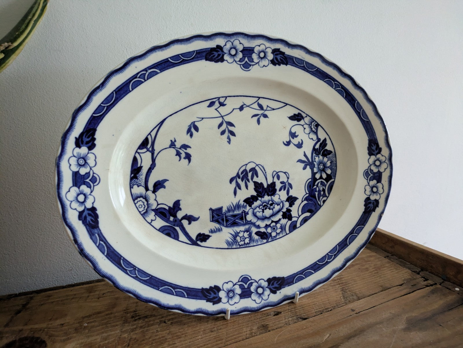 Antique Vintage 1930’s Alfred Meakin Jesmond China Platter Blue White Prop Serve