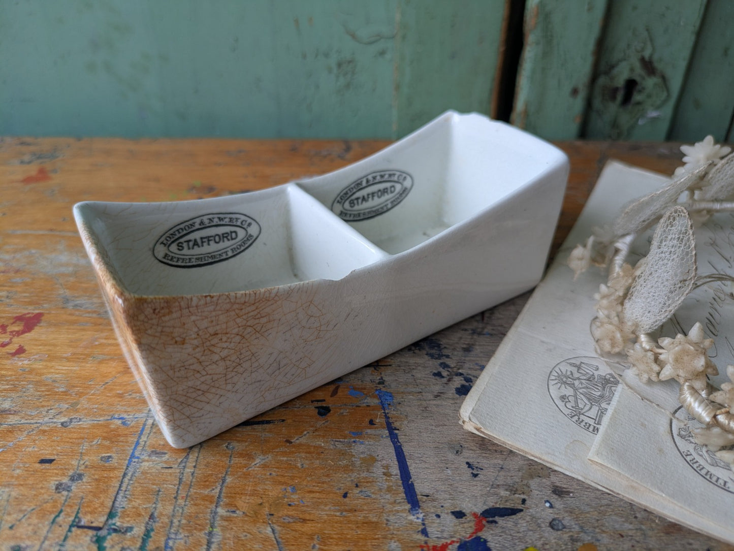 Antique Copeland Soap Dish Refreshment Rooms London &  N.W. Railway Pot c1890’s