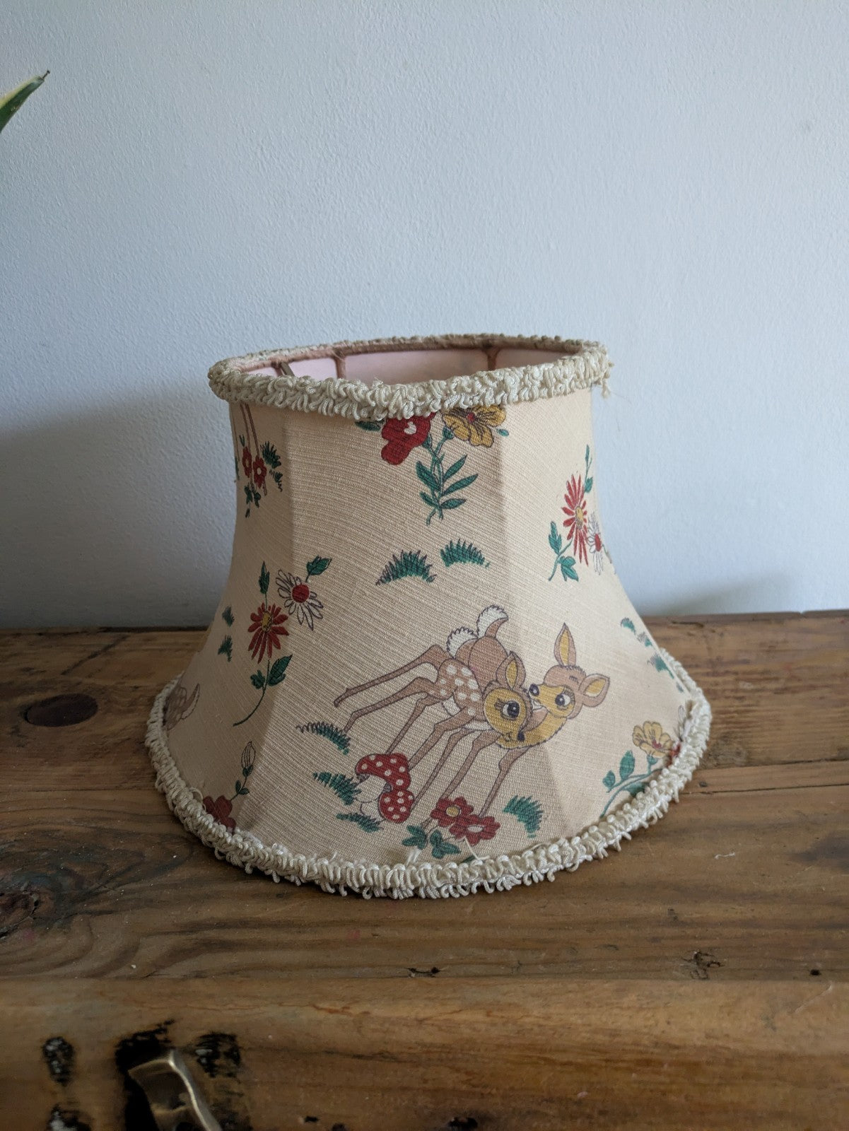 Vintage Deer Bambi Floral Lamp Shade Prop Light Mushroom Lampshade Childrens vgc