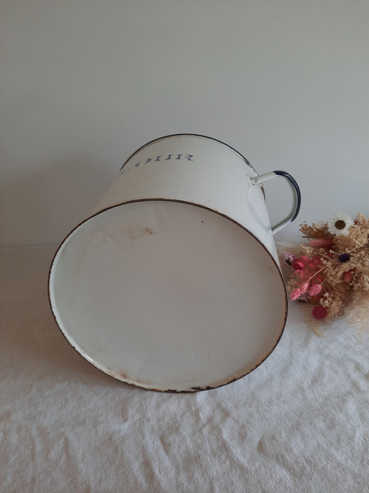 Antique / Vintage Enamel Flour Bin Storage Container Kitchen Display Early Retro