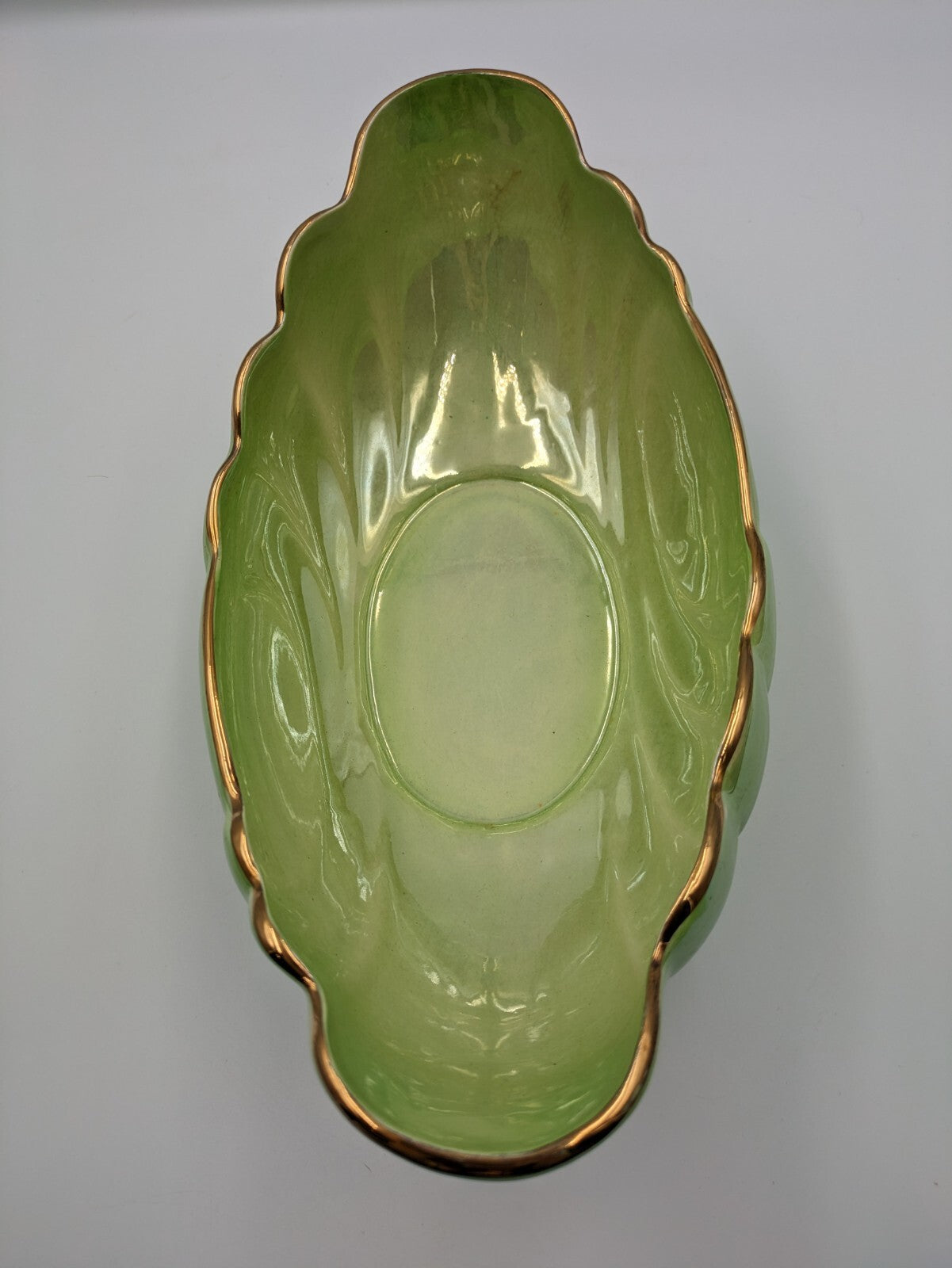 VINTAGE ART DECO MALING GREEN OMBRE LUSTRE WARE MANTLE VASE LARGE RETRO RARE OLD