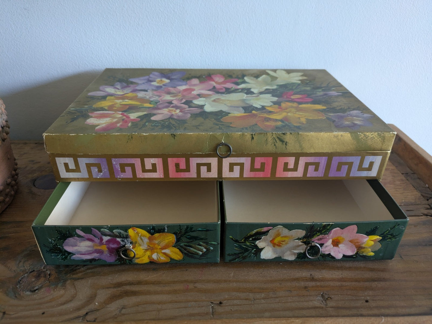 Vintage Chocolate Box Drawers To Store Jewelery Sewing Buttons Craft Cardboard.