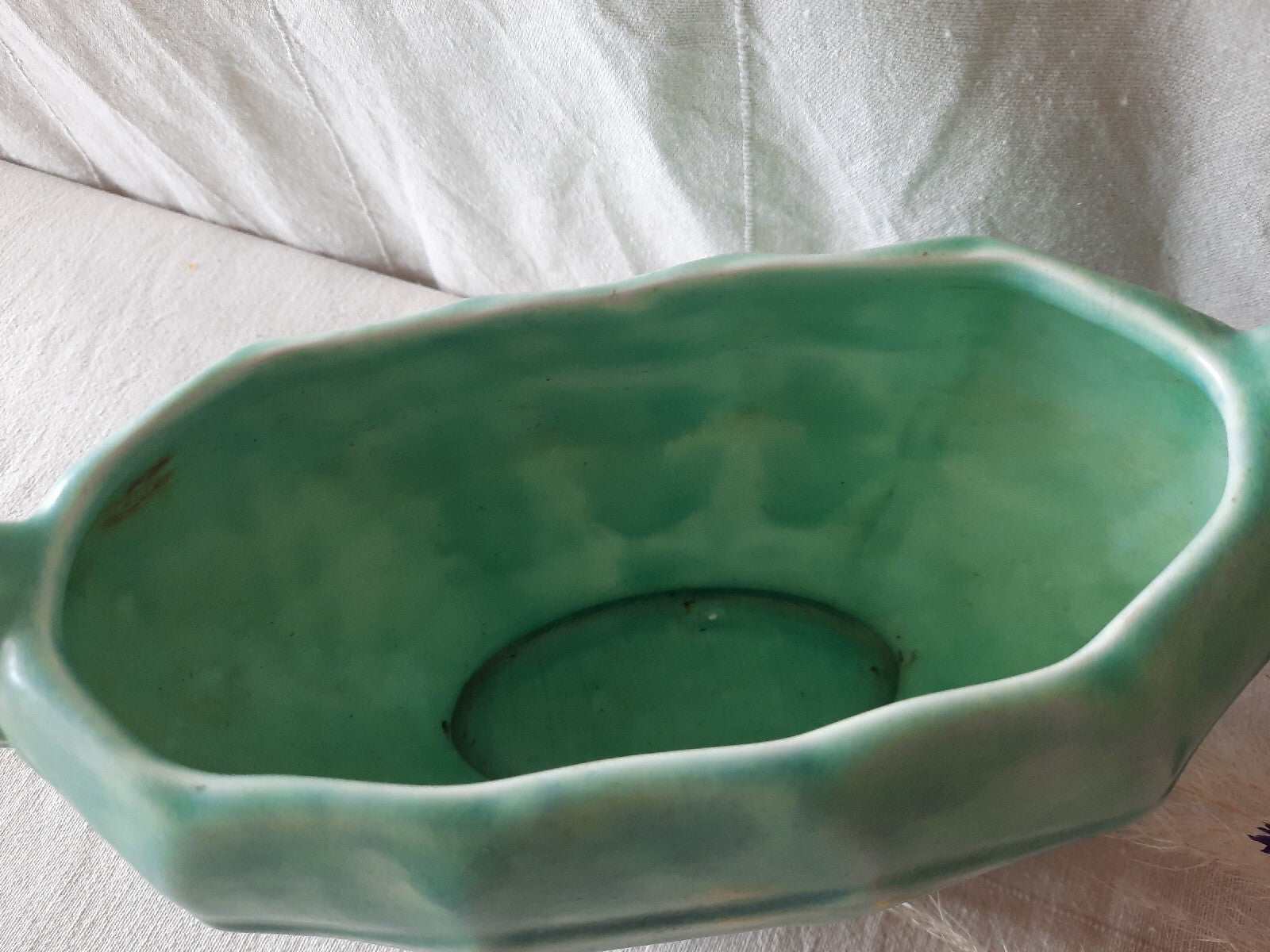 Vintage Retro Stoneware England 1930s Green Ornament Mantle Vase Art Deco Rare