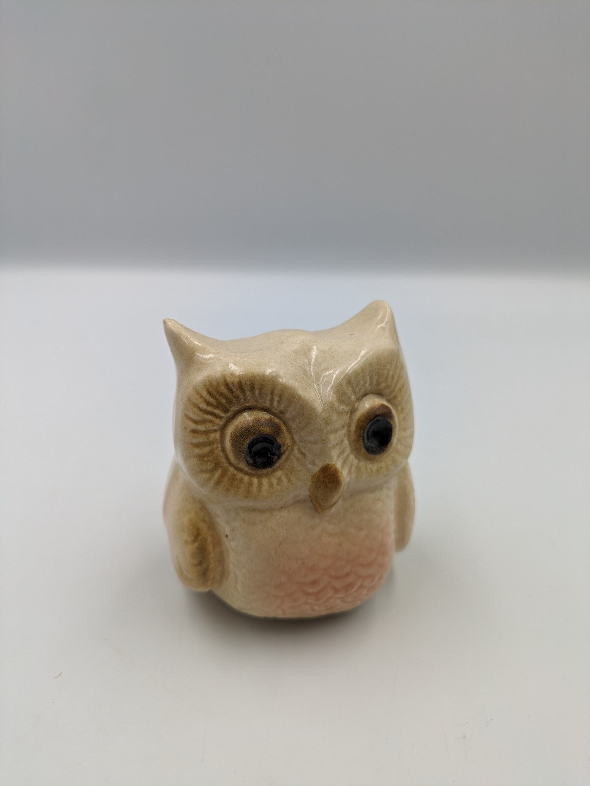 Vintage Retro Kitsch Ceramic Owl Figurine Prop Mid Century Old Original Glazed