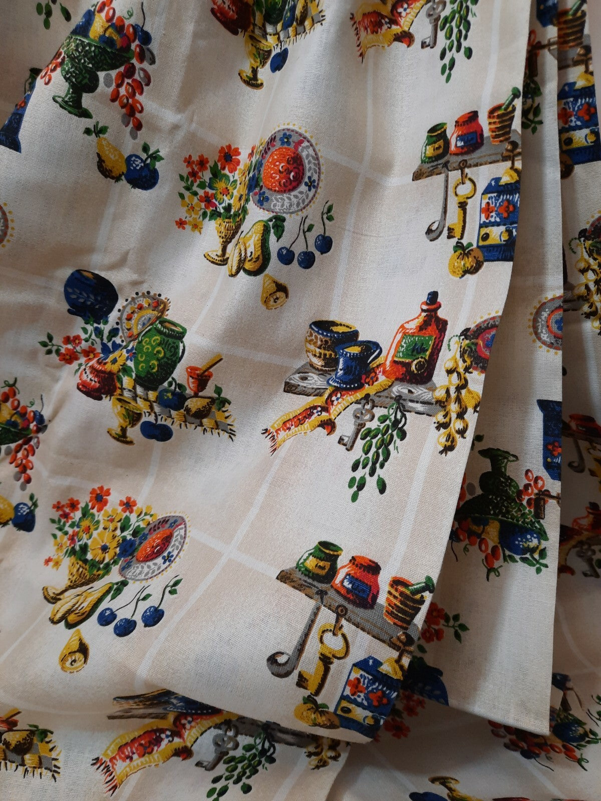 Fabric panel project craft kitchen retro offcut piece cotton large 414cm x 120cm