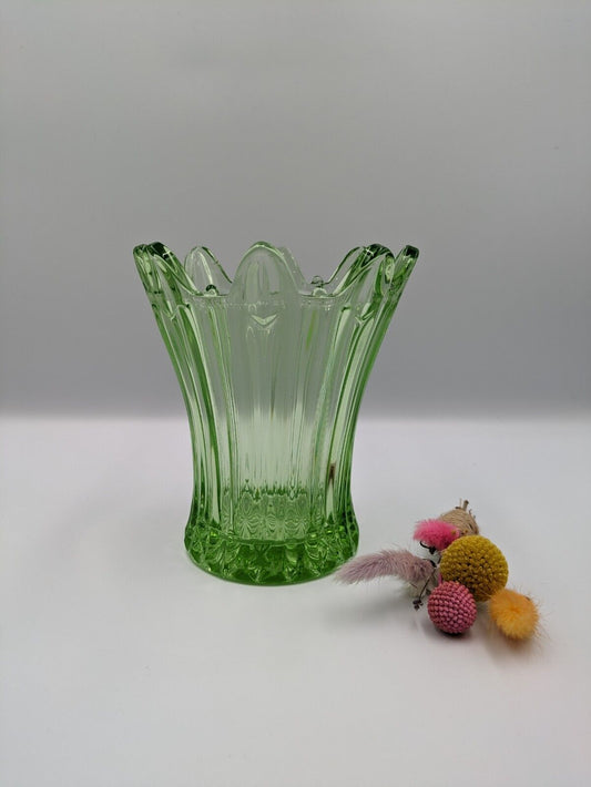 Large Art Deco Sowerby Green Glass Splash Vase 1930s Mint Condition Flowers Prop