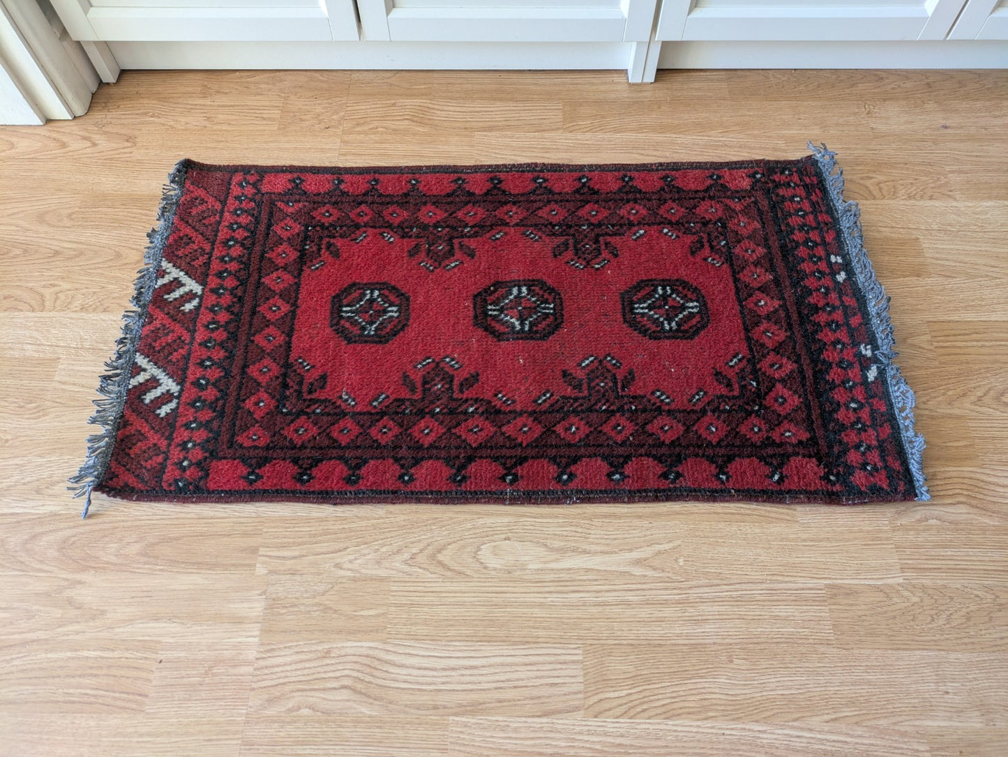 Vintage Oriental Turkish Wool Rug Red Tones 48.5 x 90cm Eastern Kayam Carpet 
