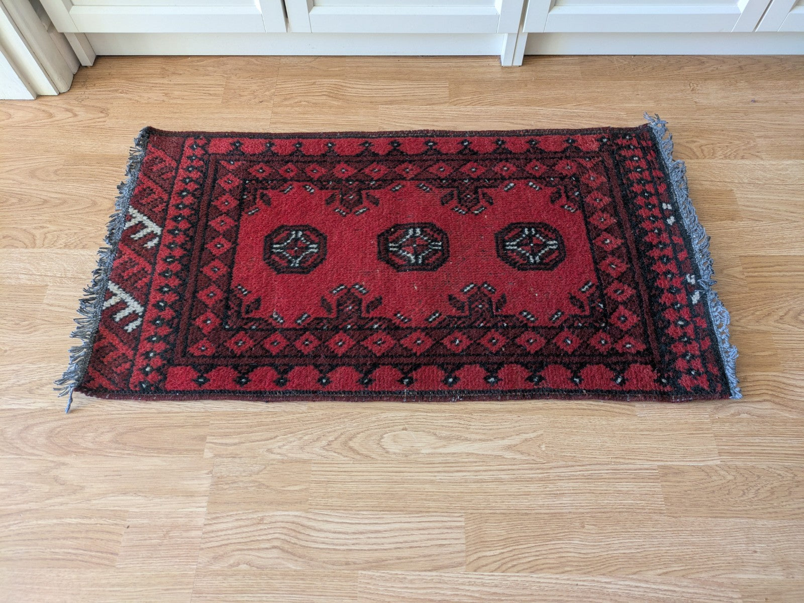 Vintage Oriental Turkish Wool Rug Red Tones 48.5 x 90cm Eastern Kayam Carpet 