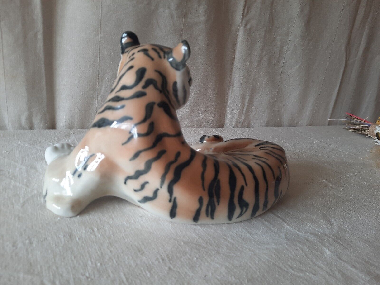 Rare Large Russian Lomonosov Tiger Ceramic Figurine Kitsch Collectible Mcm  Vtg