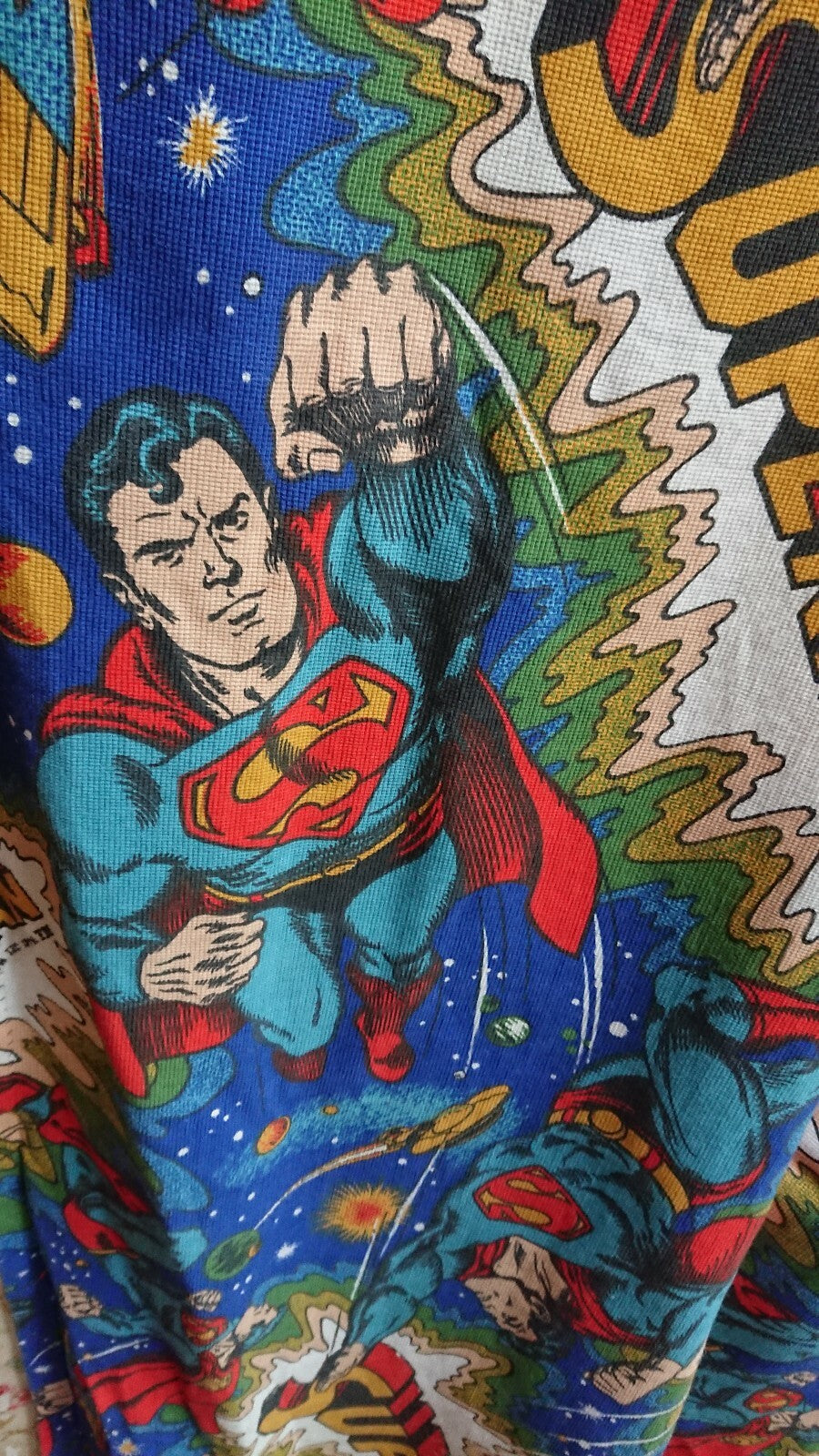 Vintage SUPERMAN DC Comics 1979 curtains childrens superhero 139cmD 163cmW retro