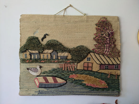 Vintage Countryside Cottage Wall Hanging Tapestry Woven Home Decor Tufted Duck.