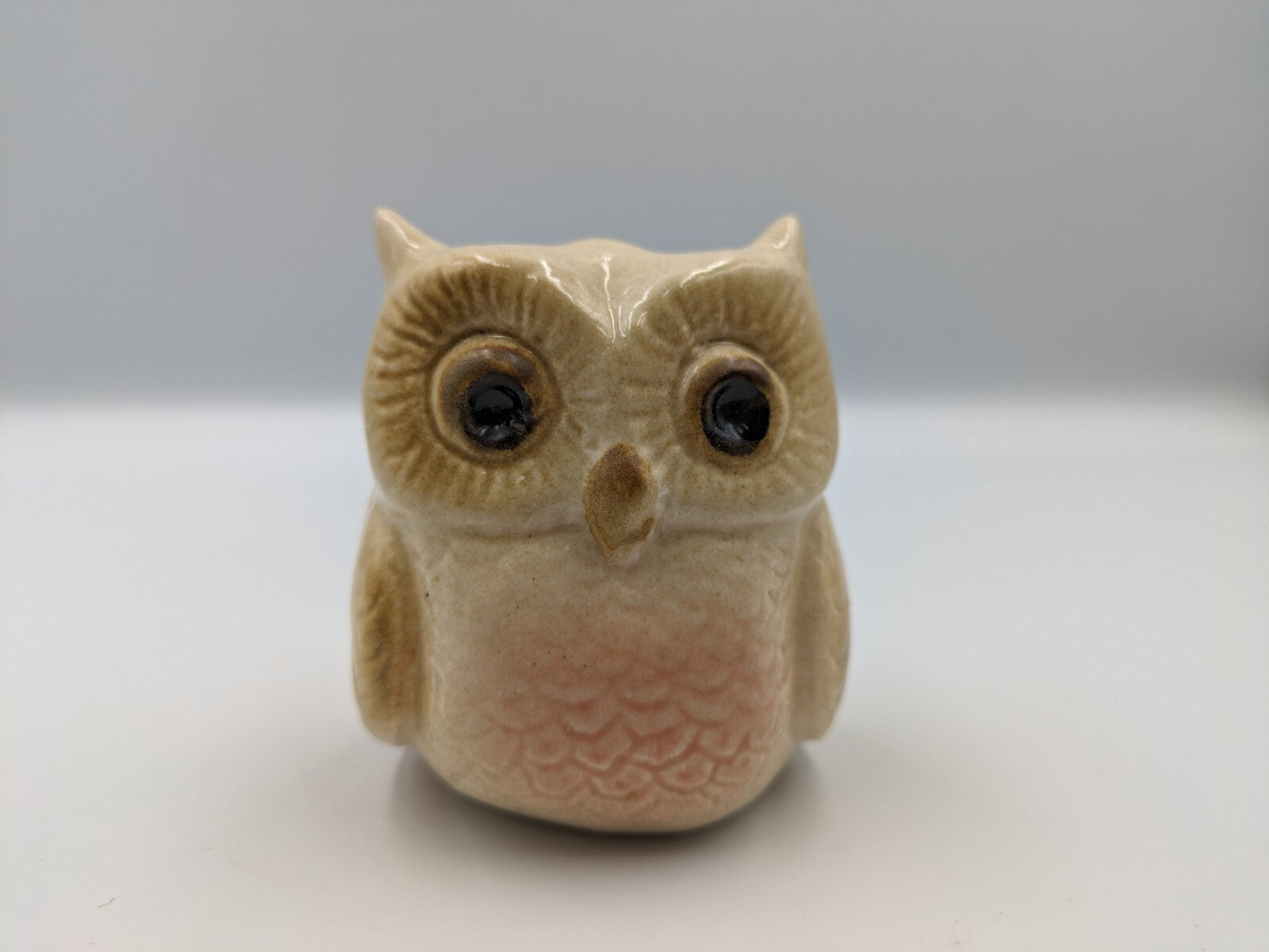 Vintage Retro Kitsch Ceramic Owl Figurine Prop Mid Century Old Original Glazed