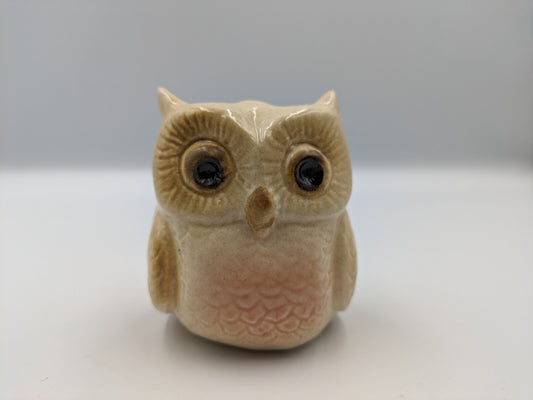 Vintage Retro Kitsch Ceramic Owl Figurine Prop Mid Century Old Original Glazed