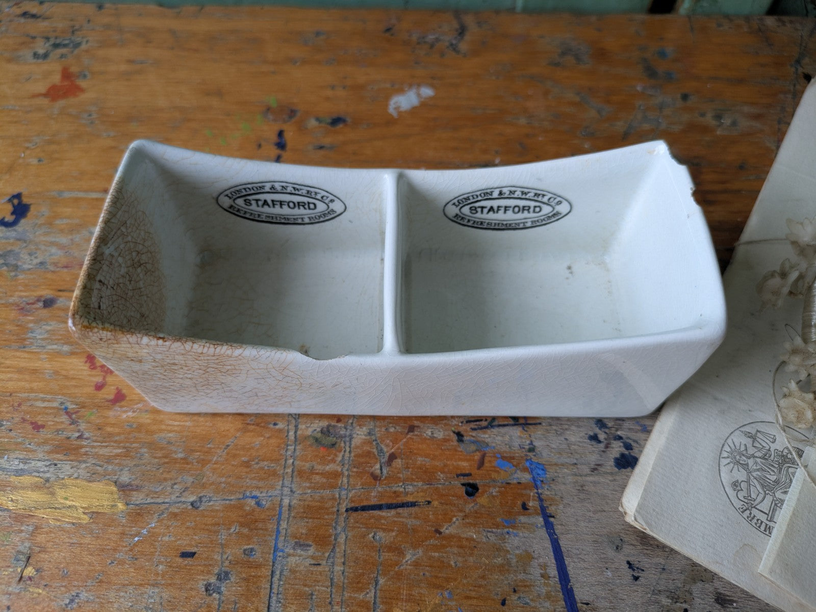 Antique Copeland Soap Dish Refreshment Rooms London &  N.W. Railway Pot c1890’s