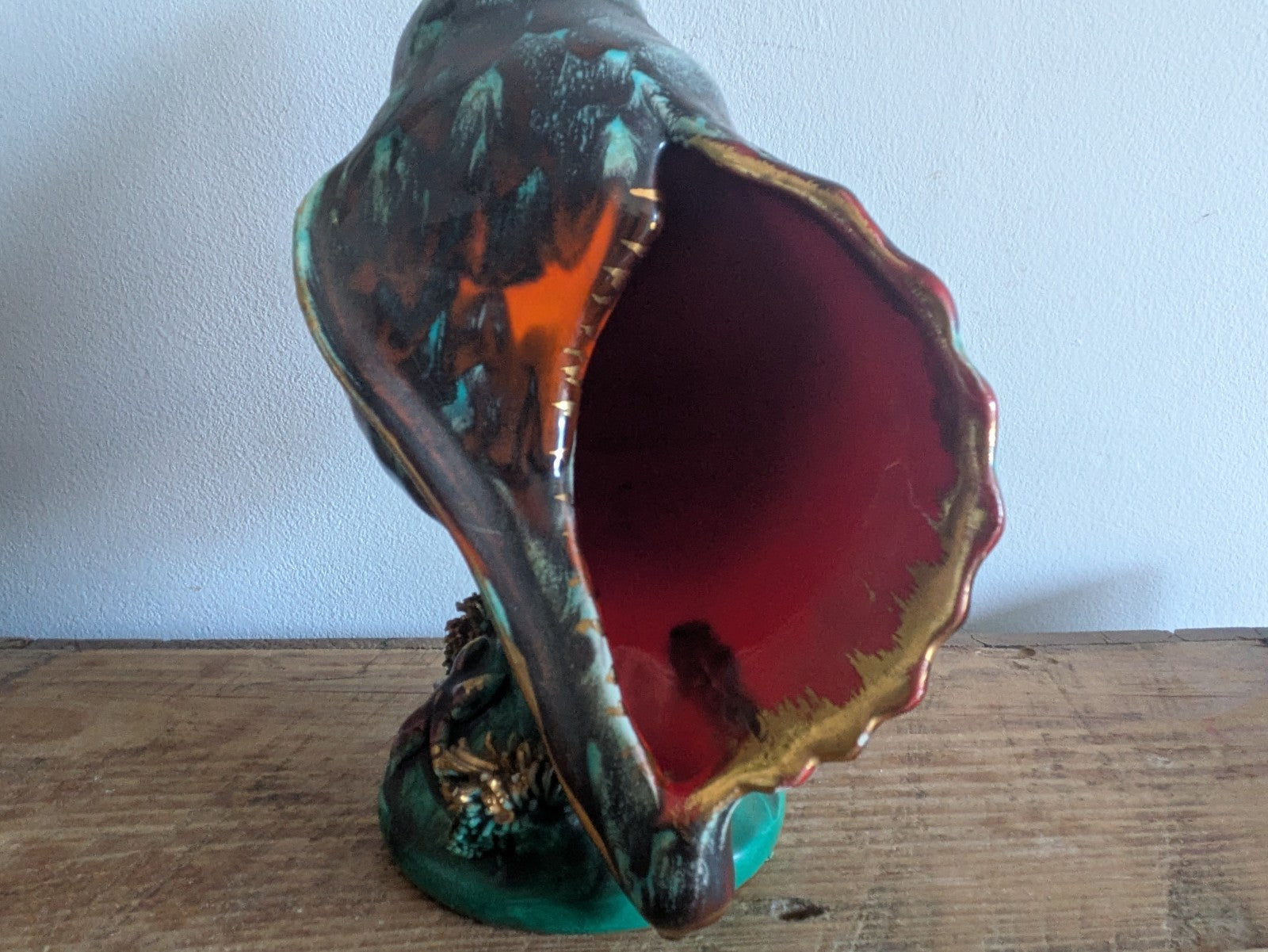 Superb Table Lamp Vallauris Ceramic Under The Sea Conch Shell French Coral VTG