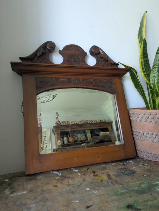 Antique Mahogany dressing table mirror Bevelled Wall Antique Vintage Prop Film 