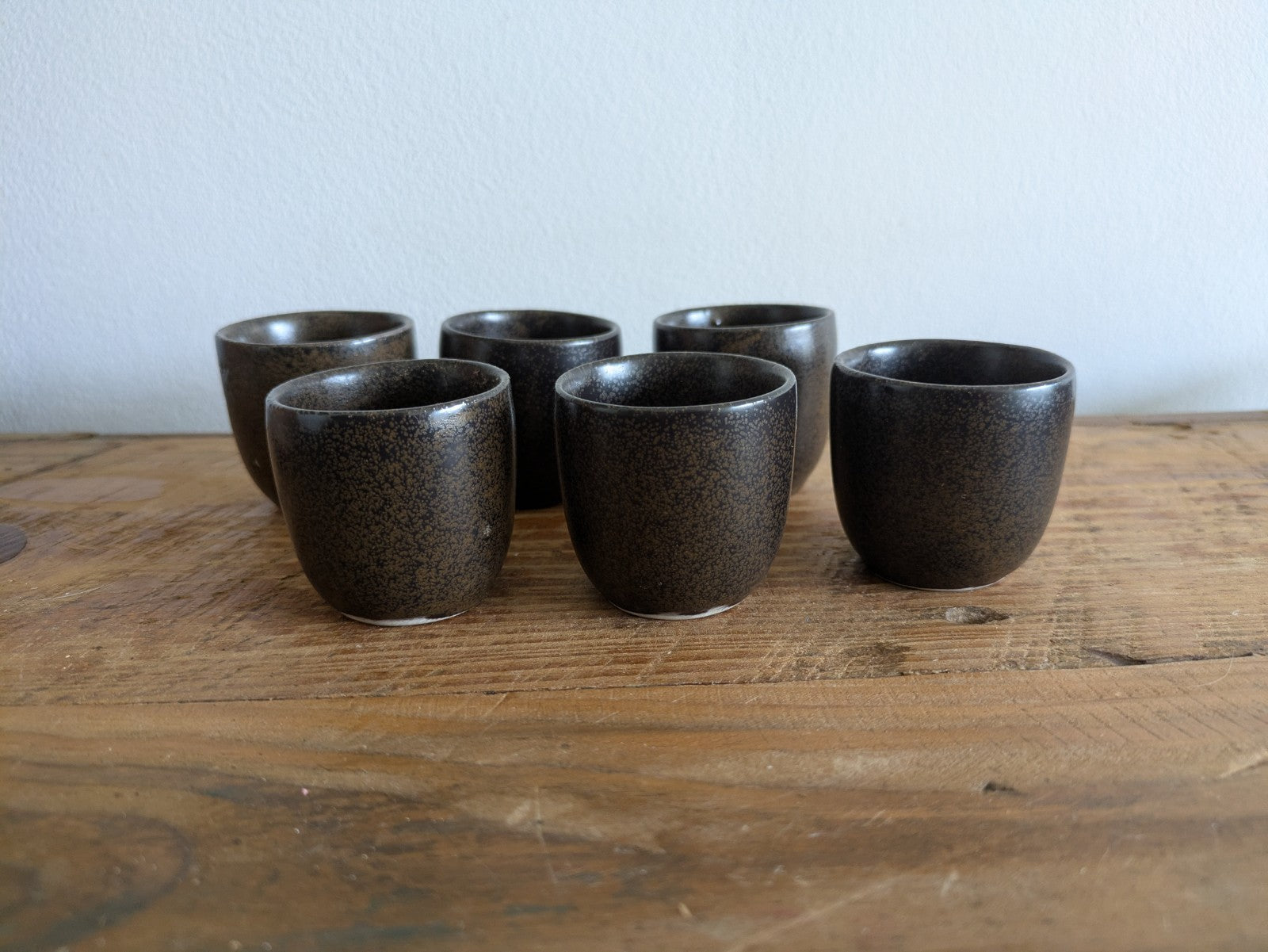 6x Vintage Denby Brown Glaze Egg Cups 1970s Retro Mid Century Prop Kitchen Set 