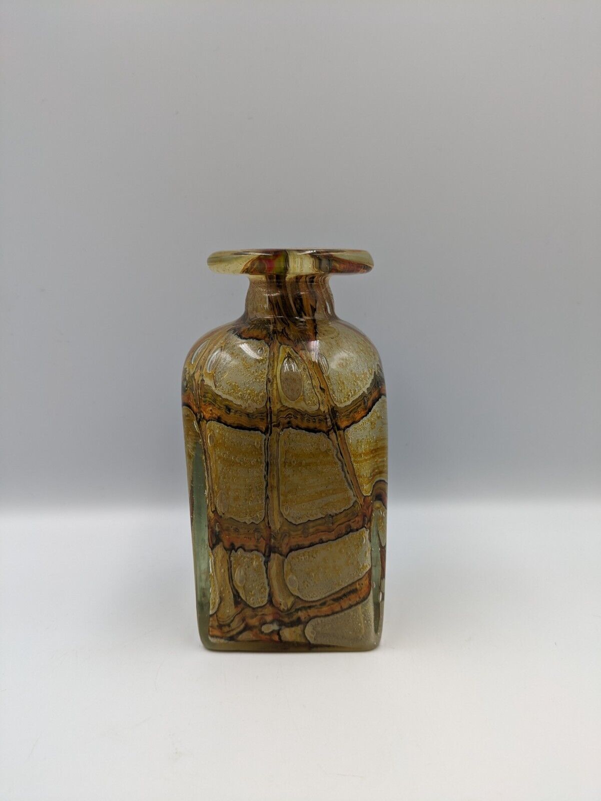 Rare Vtg Mid Cntury Mdina 70s Art Glass Bottle Mdg Vase Earthtones Vicente Boffo