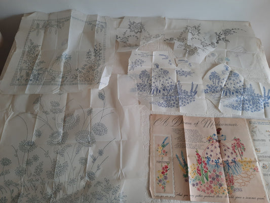 Embroidery Cross Stitch Transfer Patterns Needlecraft Antique Vtg 30s Crinoline
