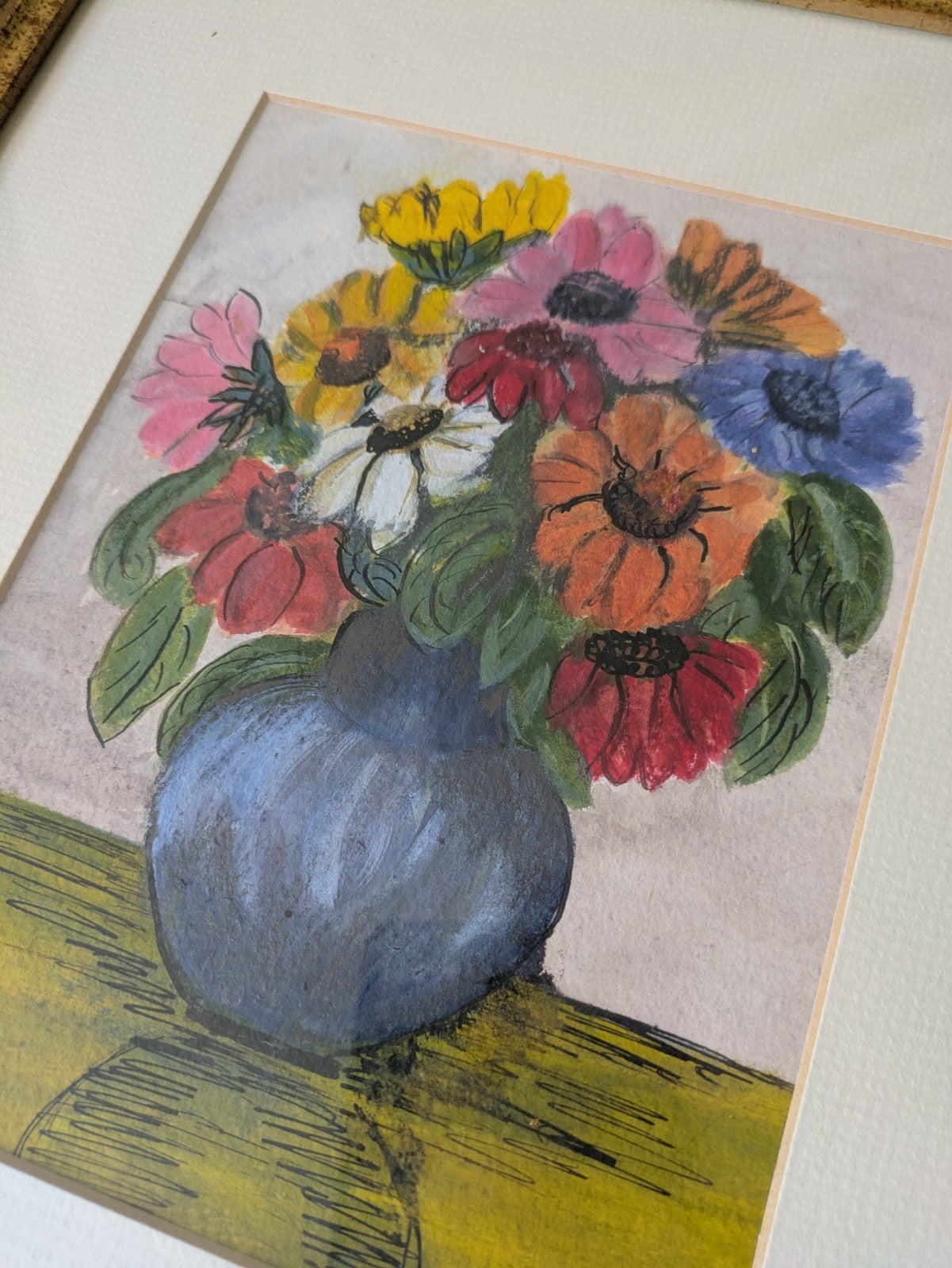Acrylic Painting Floral Bouquet Picture Framed Vintage Still Life Signed Art 