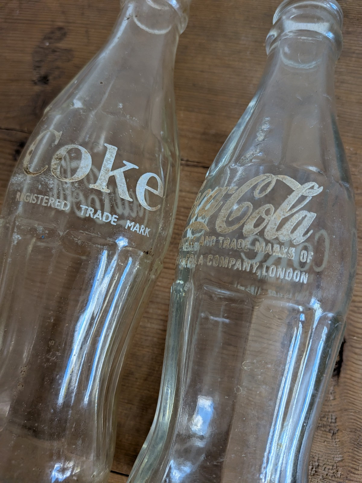 2x Coca-Cola White ACL Bottle, 0.185 Liters 1970s Coke Bottles Vintage Retro Vgc