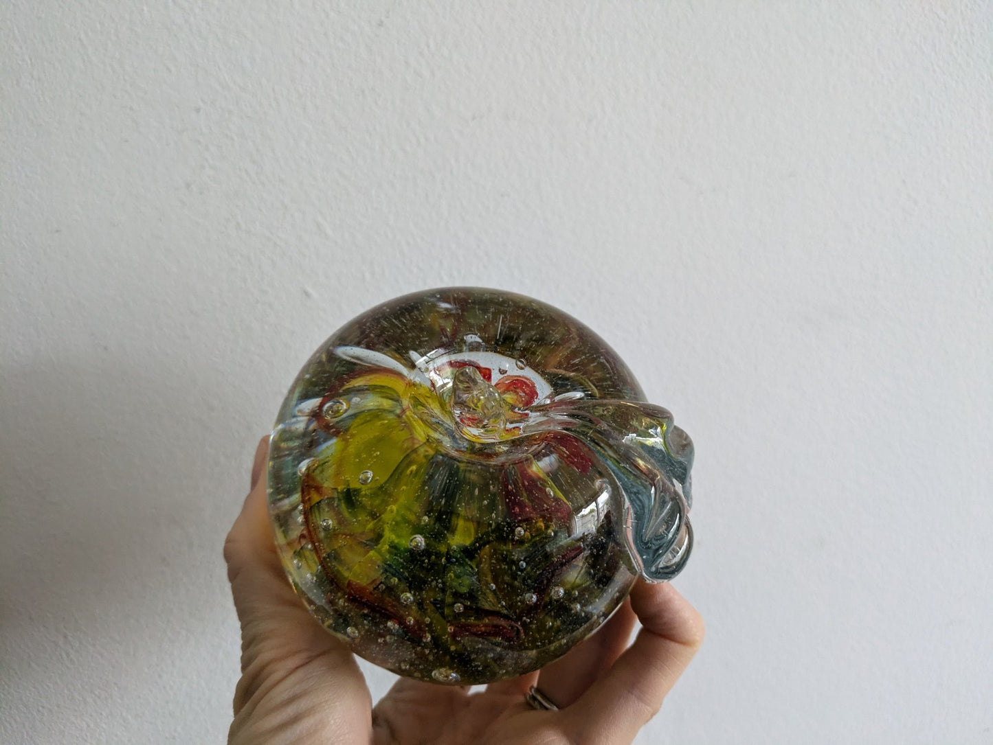 Vintage Murano Italian Art Glass Apple Shaped Paperweight Scramble Large Colour