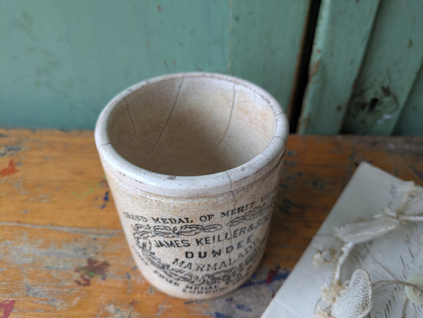 Antique 2 lb James Keiller & Son’s Dundee Marmalade English Advert Pot, c. 1885
