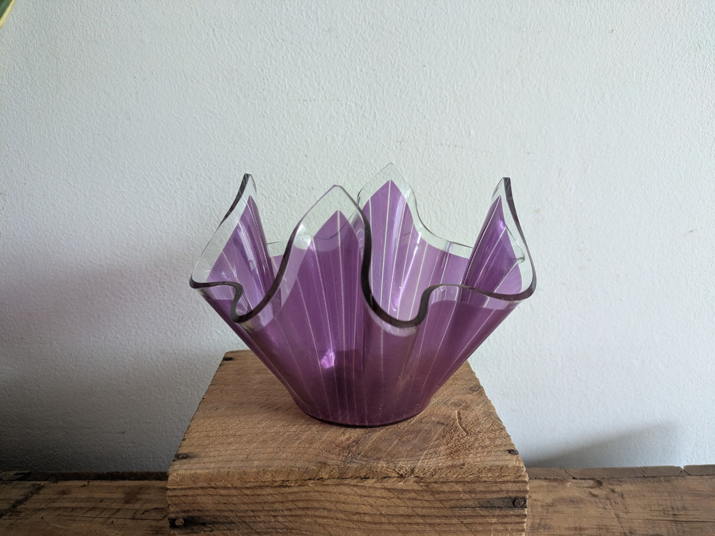 Chance Brothers Purple Glass 'Cordon' Retro Handkerchief Vase Vgc Prop Amethyst 