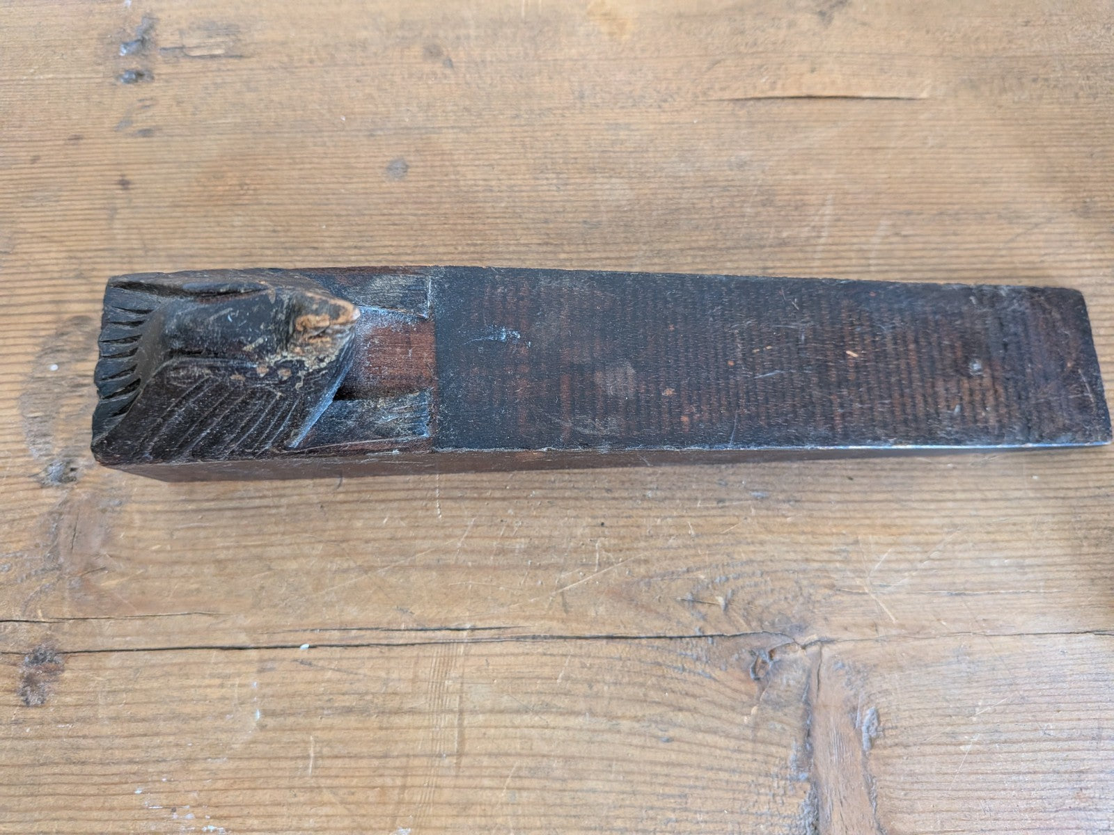 Antique Carved Bird Doorstop Primitive Wood Wedge Eagle Hawk Folk Art Phoenix 