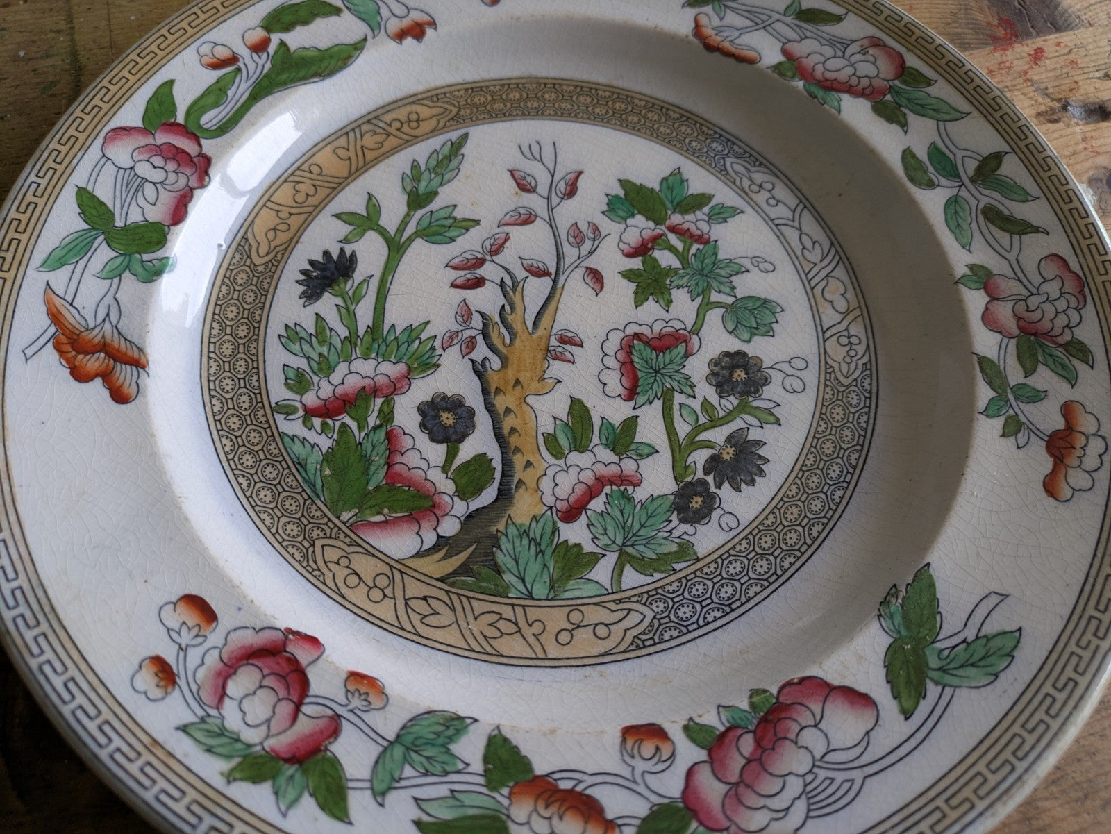 4 1860's Thomas Booth & Co Indian Tree Plates & 1x Wedgwood Plate Antique VTG 