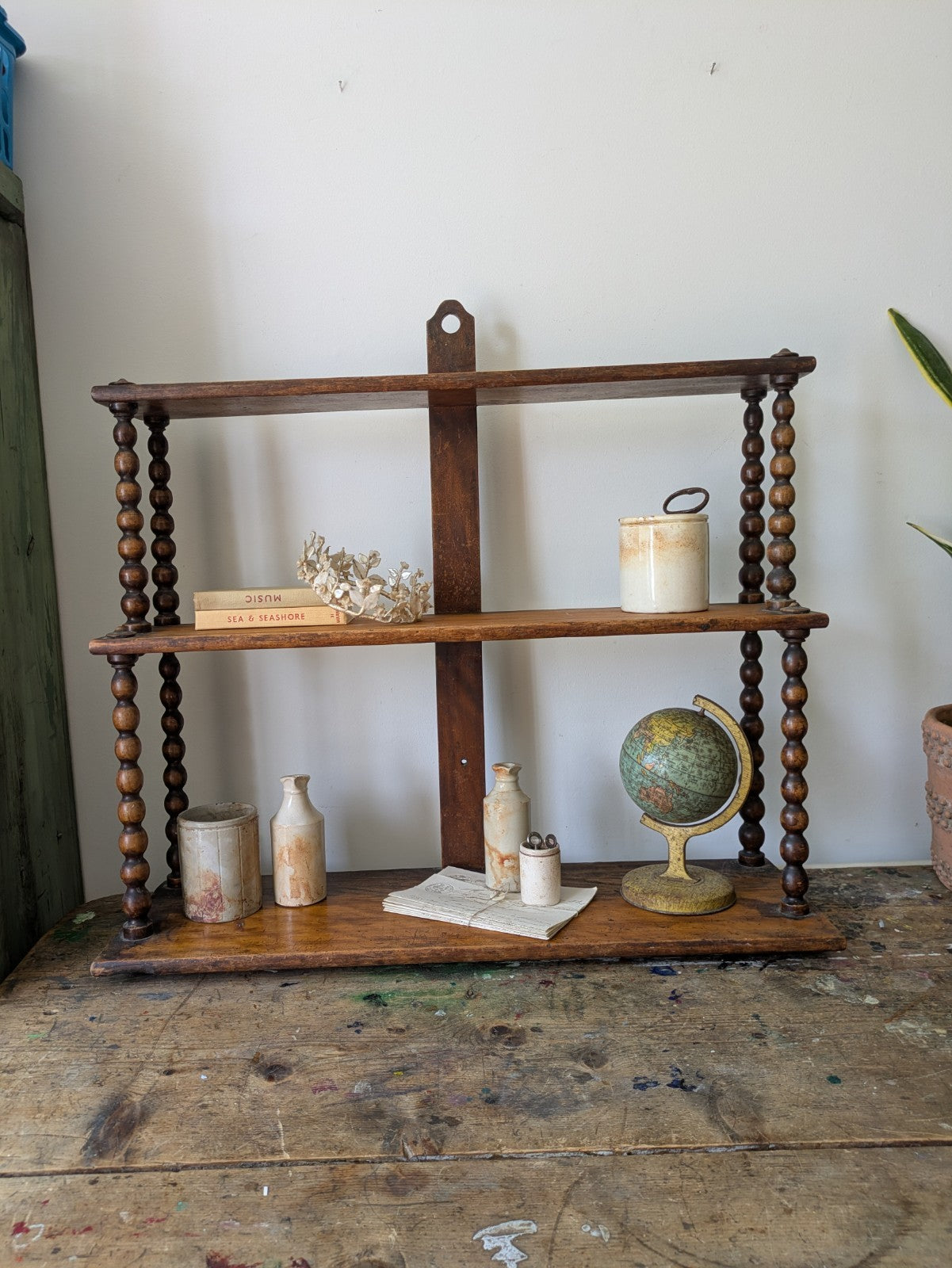 Antique Victorian French Console Shelves Whatnot Shelves with Bobbin Spindles