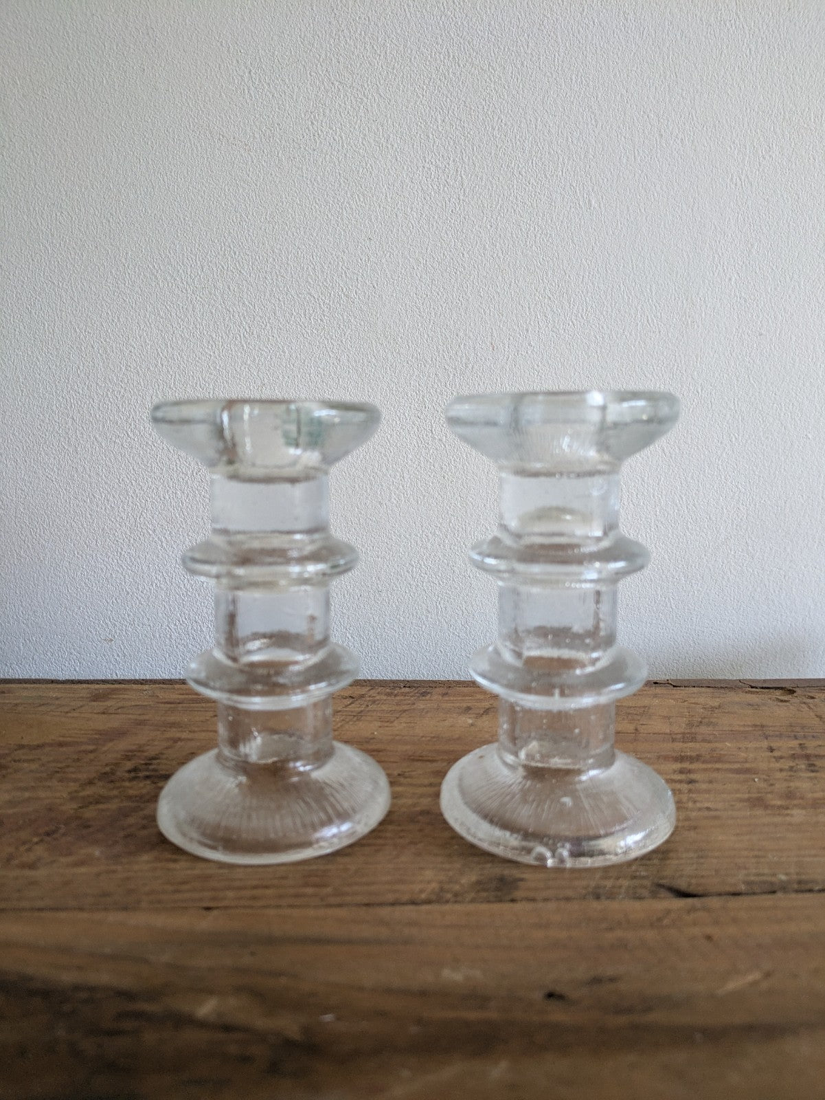 Pair Of Vintage Luminarc 'Nordic' Candle Holders MCM Retro Scandi Candle Sticks 