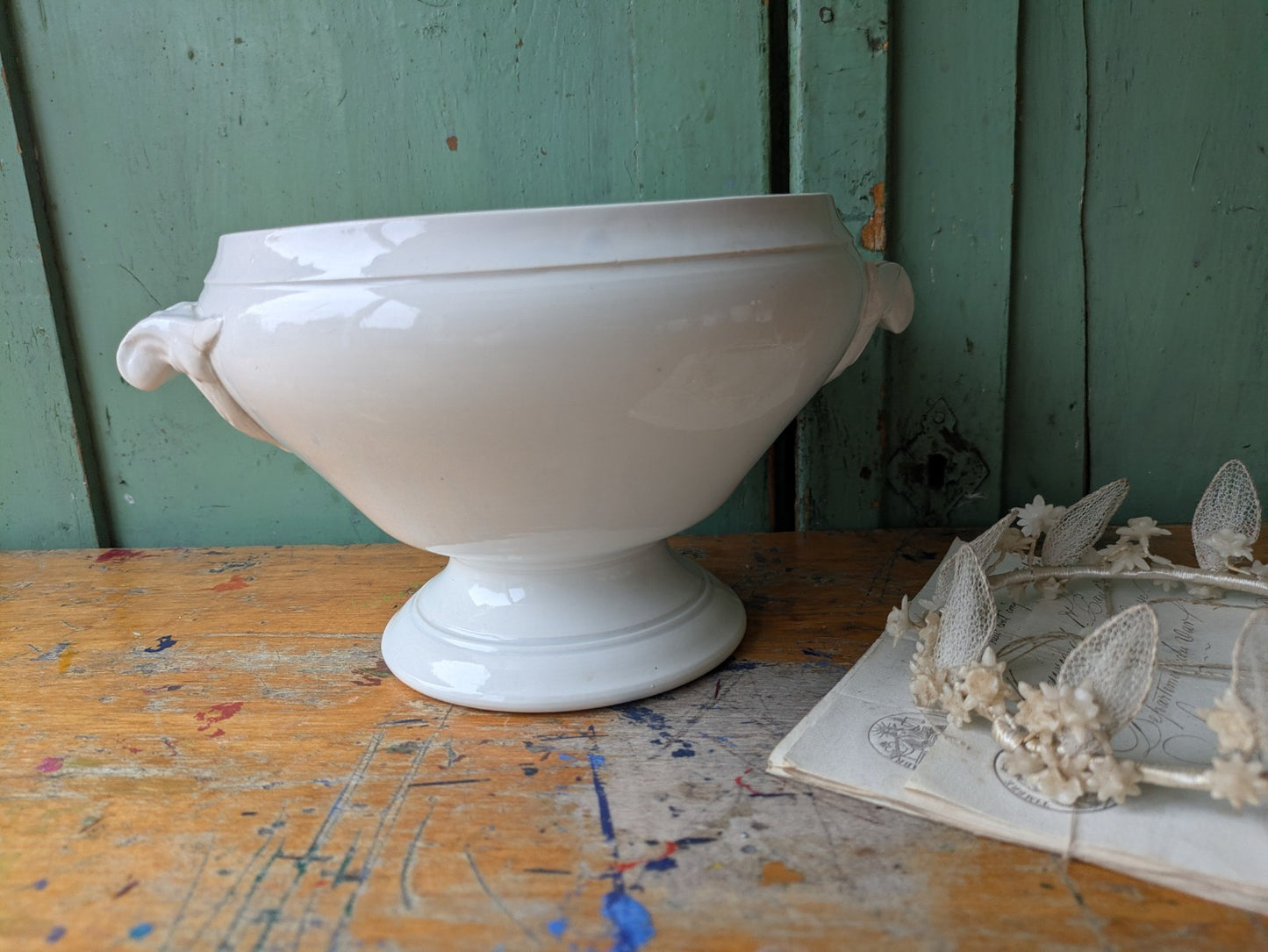 Antique French Faience Soup Tureen/ Soupiere Digoin & Sarreguemines Circa 1930