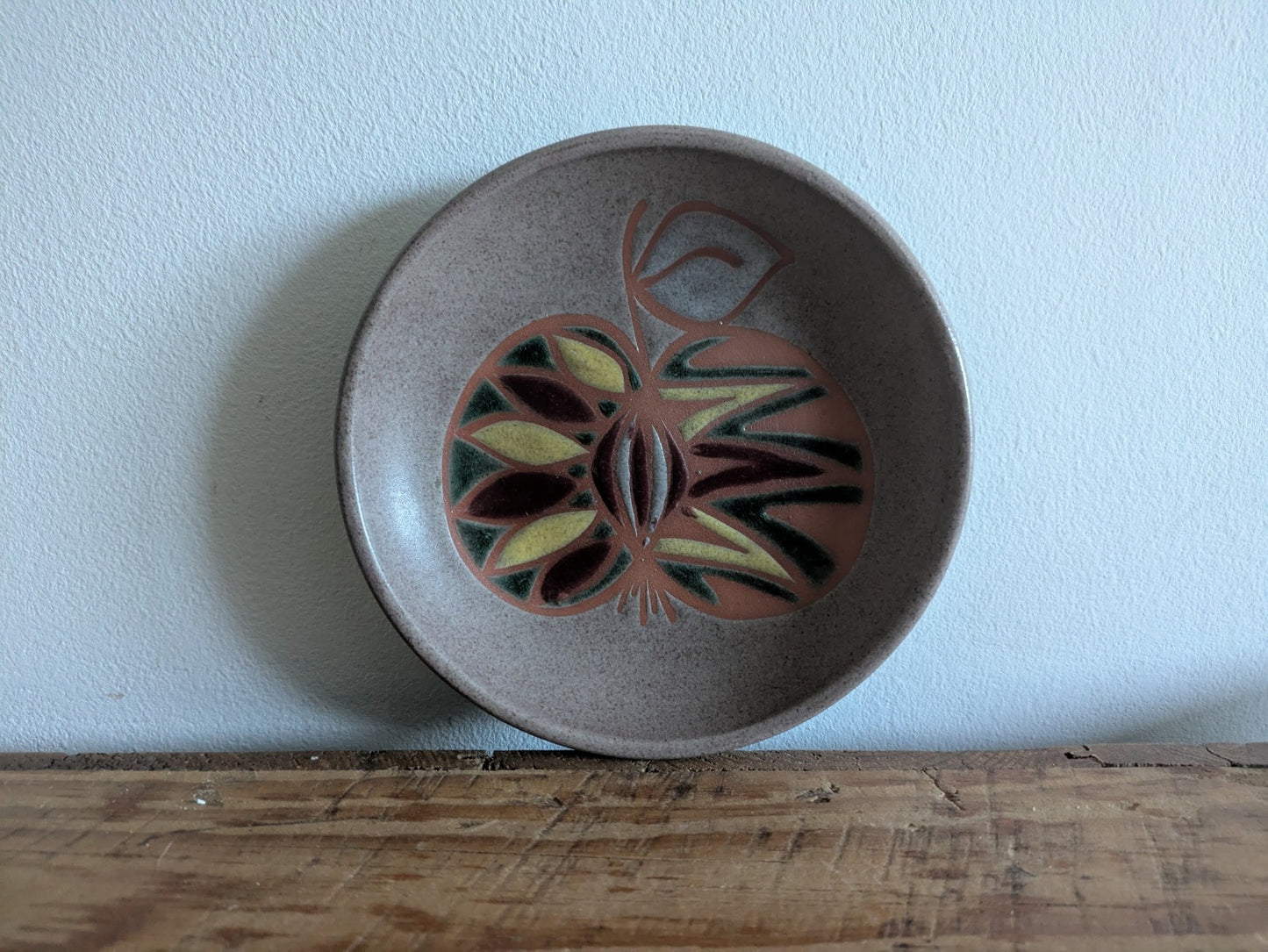 Rare Art Pottery Fruit Apple Dish Vintage 1950s 60s Picasso Style Mid Century