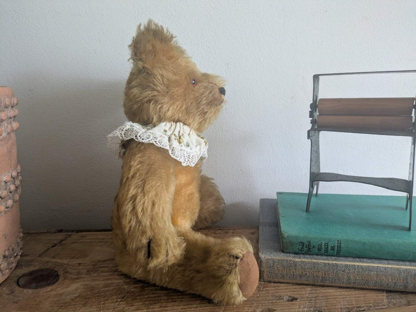 Antique Vtg English Old 1930s Jointed Mohair Teddy Bear Articulated Vgc Cute
