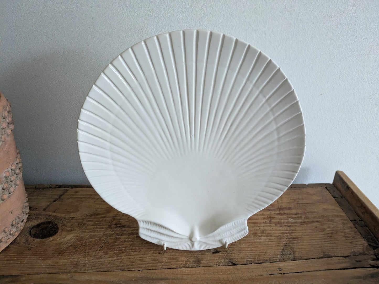 Bordallo Pinheiro White Scallop Seashell Dinner Plate Made in Portugal VTG Large