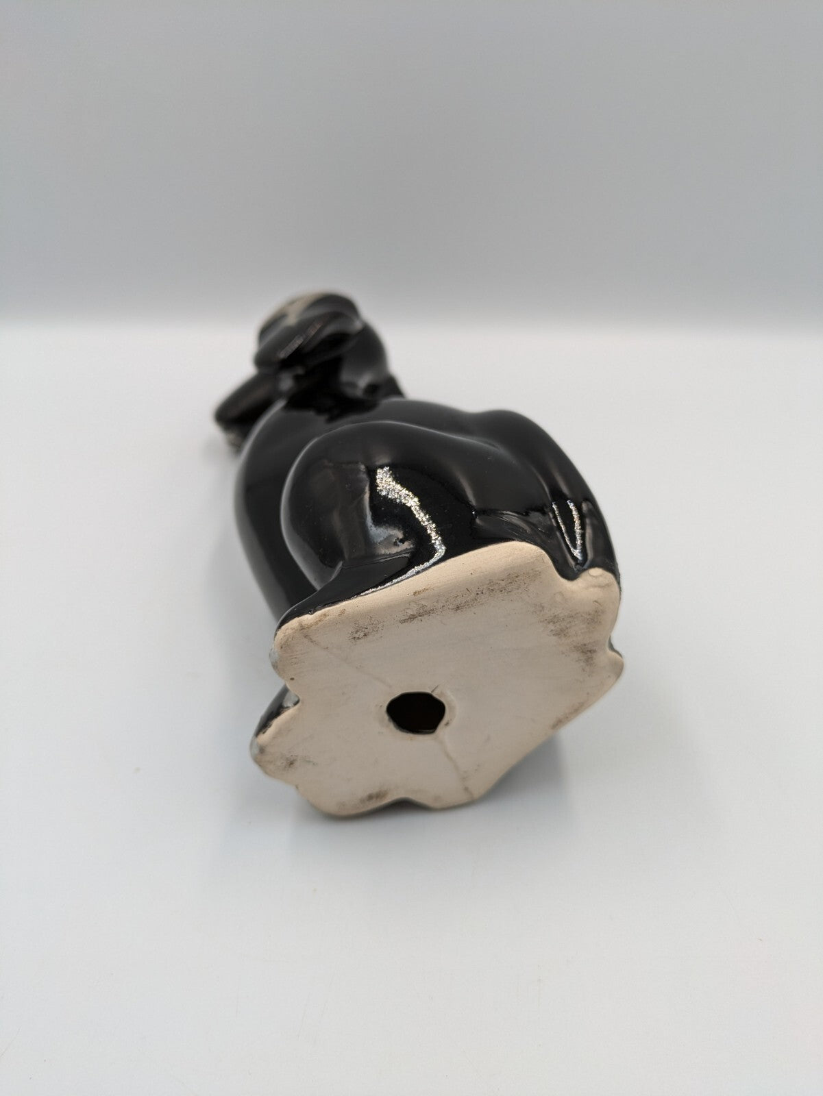 Vintage Retro Kitsch Black Dog Sitting Figurine Ornament Ceramic Mid Century Vgc