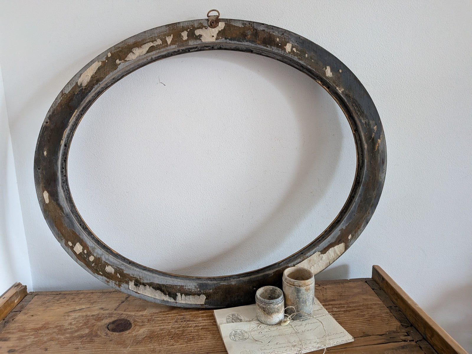 Antique Victorian Cast Metal Oval Gold Gilt Ornate Baroque Picture Frame Rococo
