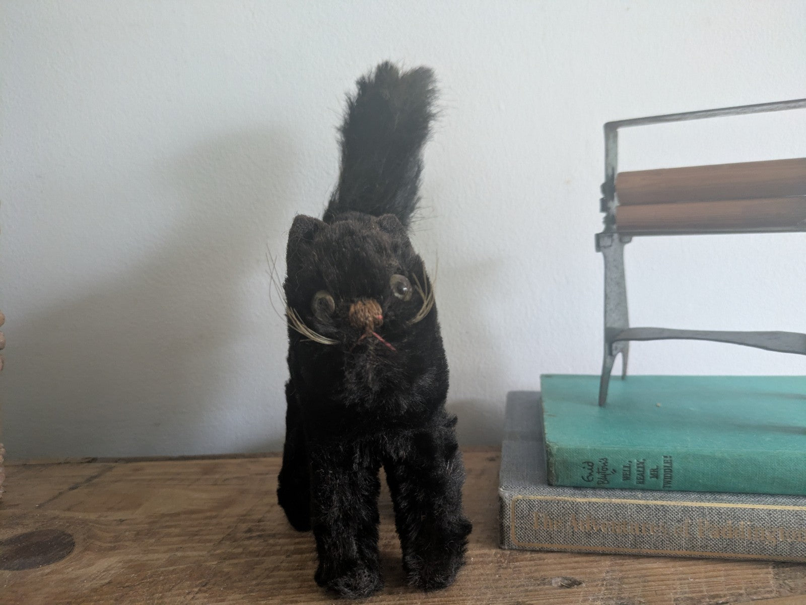 Vintage Steiff Scaredy Black Tom Cat Halloween Angry Mohair Kitten Farnell Back
