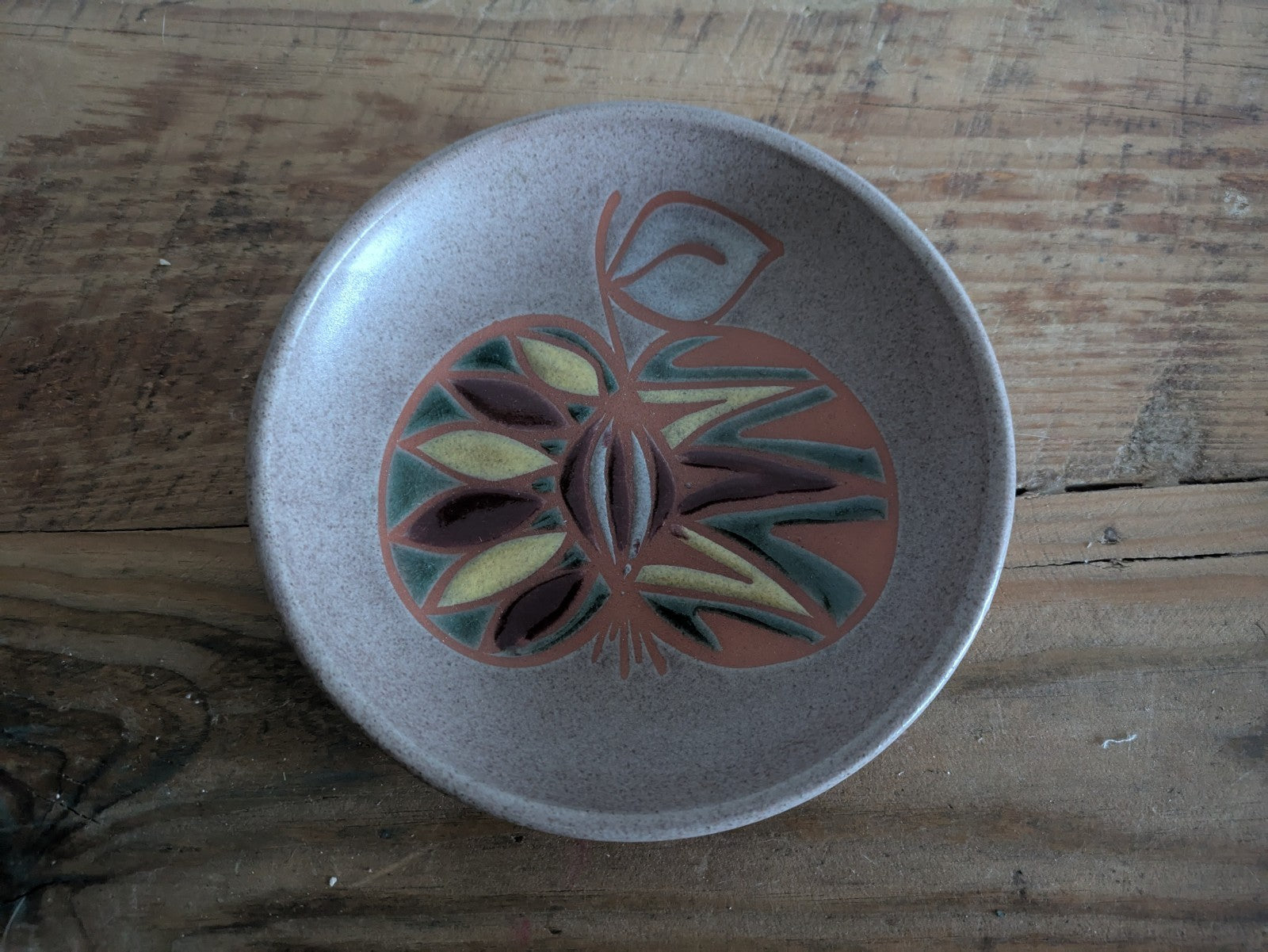 Rare Art Pottery Fruit Apple Dish Vintage 1950s 60s Picasso Style Mid Century