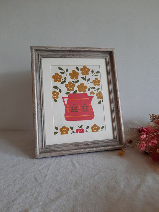 Floral picture Frame Wallpaper Sample gift framed Rare Retro Vtg Original Decor